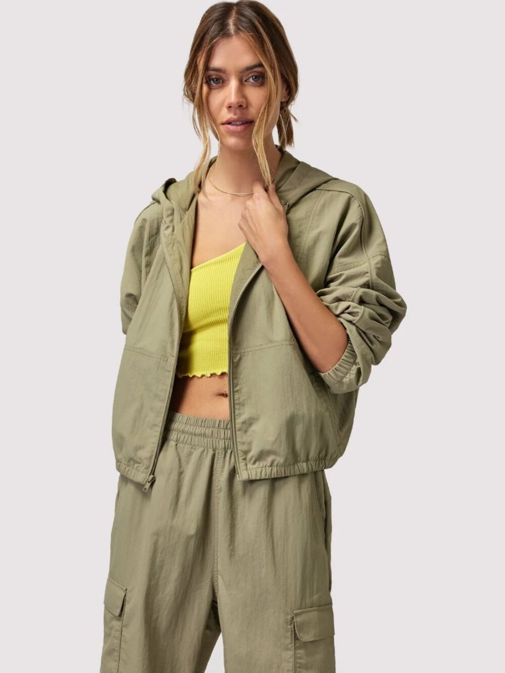 Spiritual Gangster Journey Active Jacket Dark Matcha Small Cropped Bomber Yoga